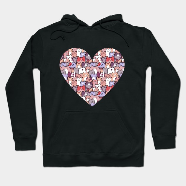 Cute cat pattern in a heart Hoodie by Yarafantasyart